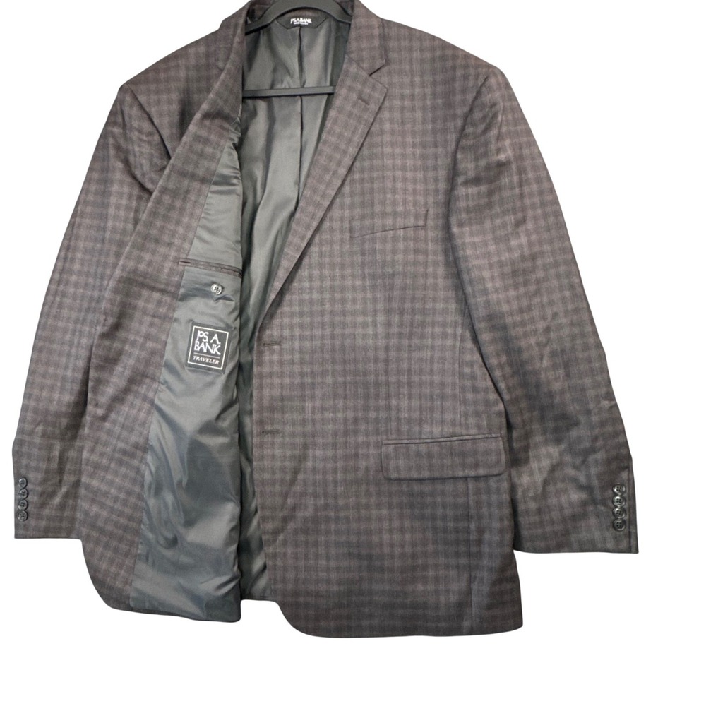 VTG Jos A Bank‎ Traveler Wool Blazer Sport Coat 50L Plaid Ivy League Old Money